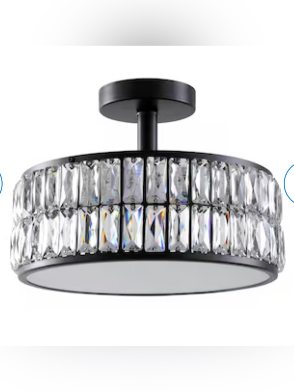 allen + roth Willow 12.72-in Matte Black LED Semi-flush Mount Light Clear Glass